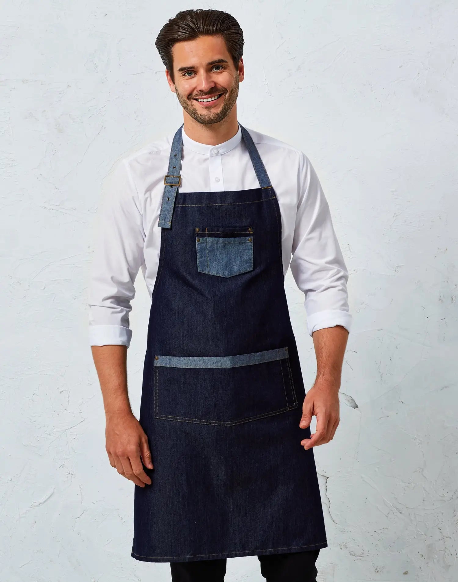 Tablier de cuisine personnalisé denim à bavette