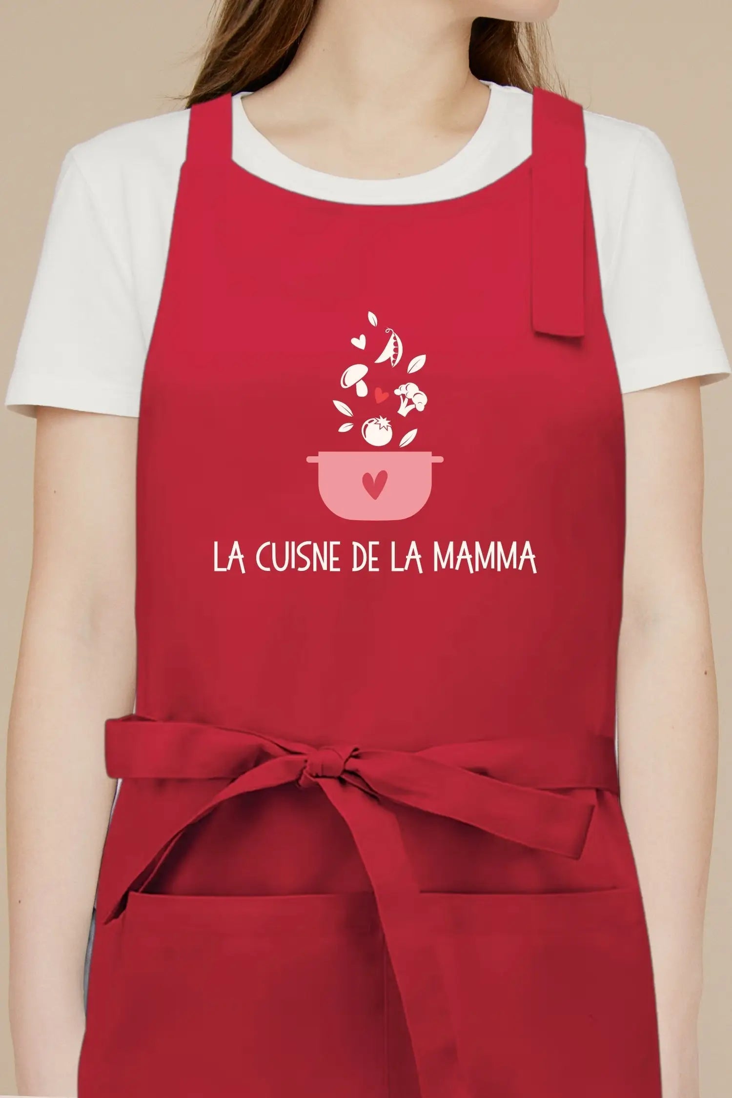 Tablier de cuisine personnalisé “La cuisine de la mamma” imprimé - Rouge