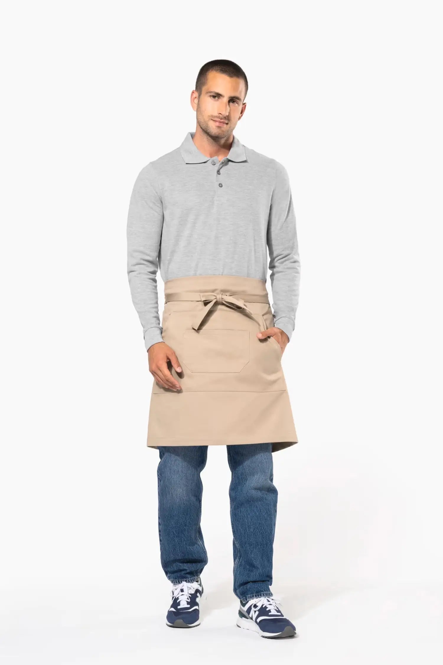 Tablier de cuisine personnalisé Mi-Long Personnalisable avec Double Poche - 100% Coton