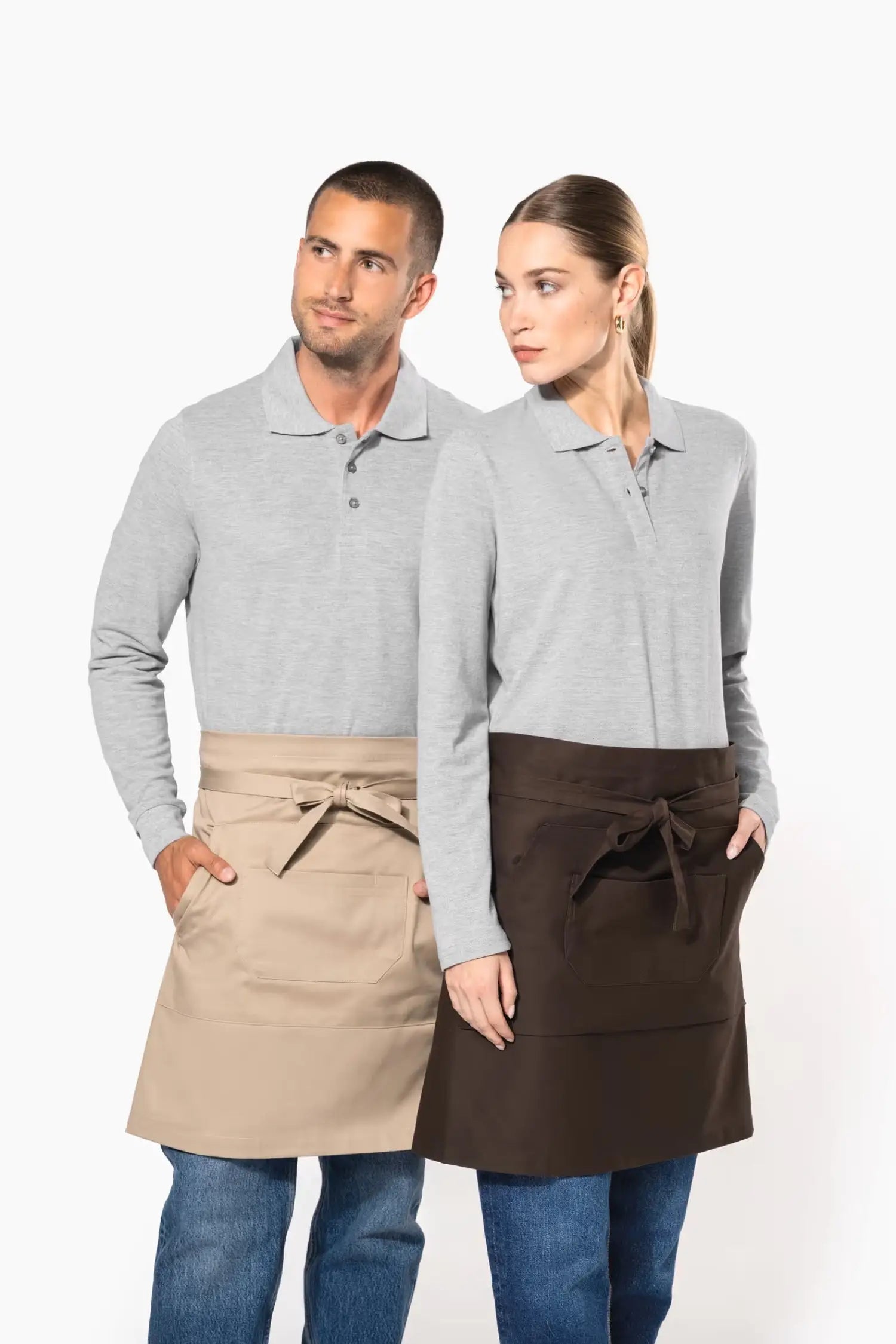 Tablier de cuisine personnalisé Mi-Long Personnalisable avec Double Poche - 100% Coton