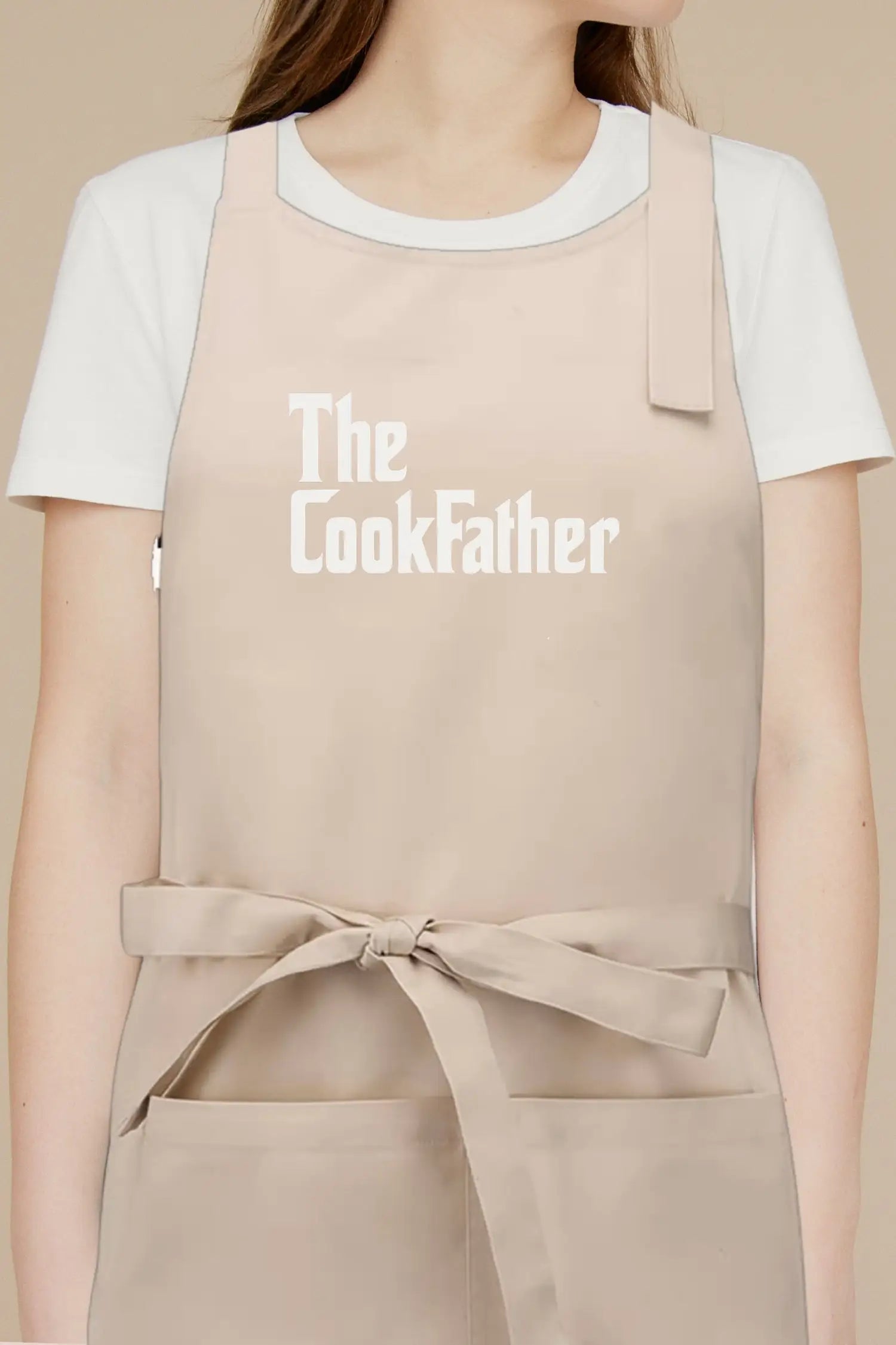 Tablier de cuisine personnalisé “The CookFather’ imprimé - Beige