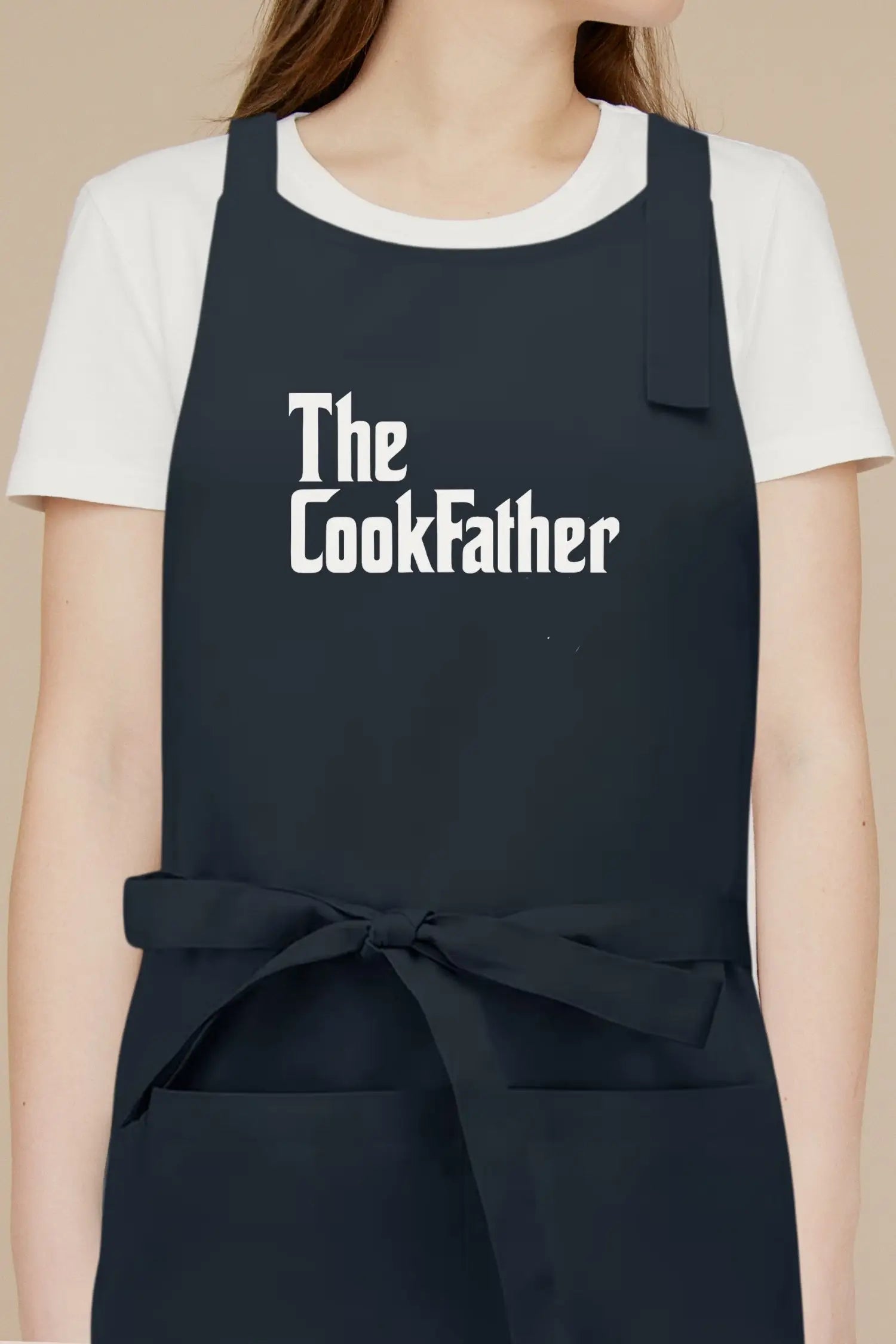 Tablier de cuisine personnalisé “The CookFather’ imprimé - Bleu marine