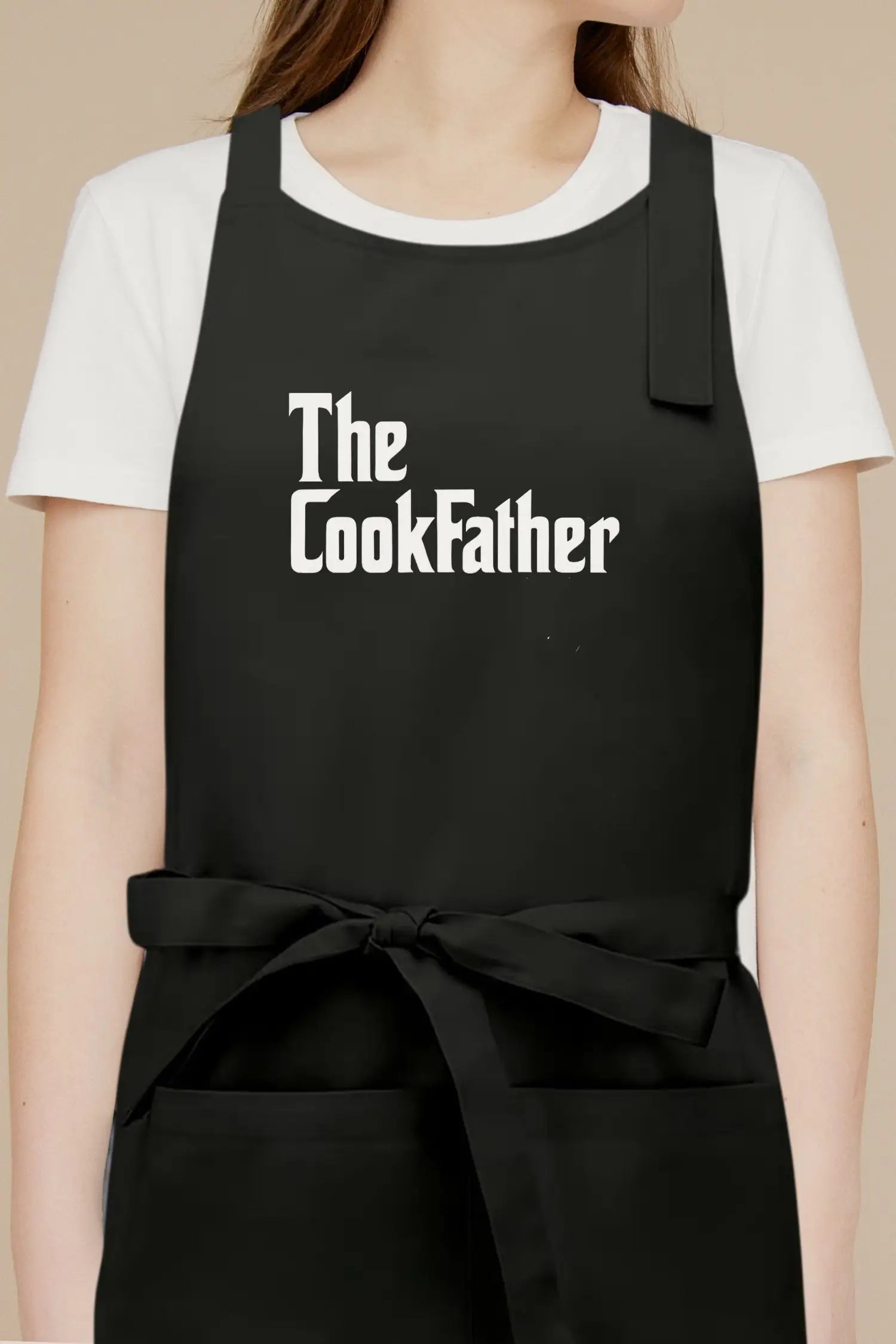 Tablier de cuisine personnalisé “The CookFather’ imprimé - Noir