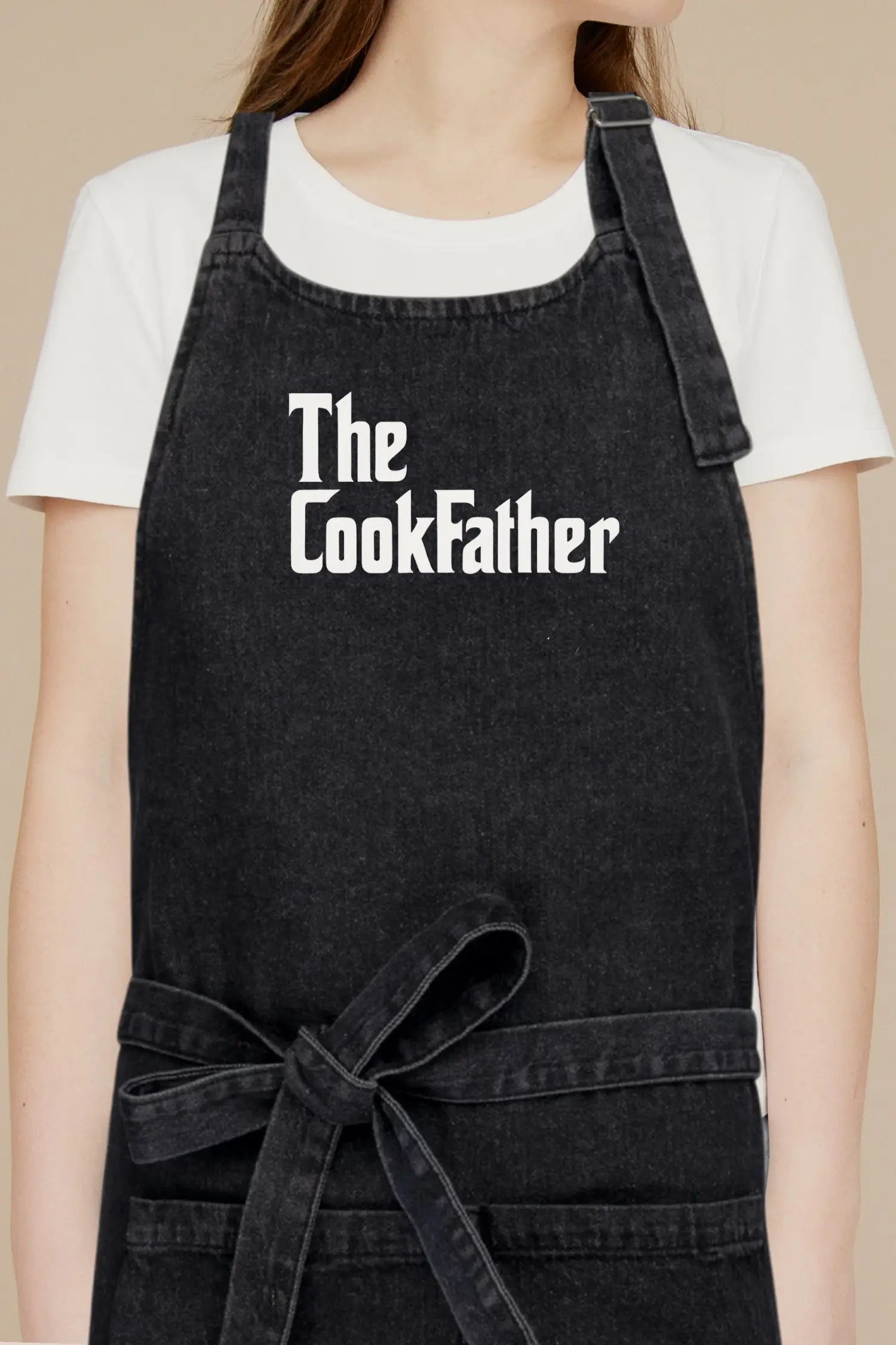 Tablier de cuisine personnalisé “The CookFather’ imprimé - Noir Denim