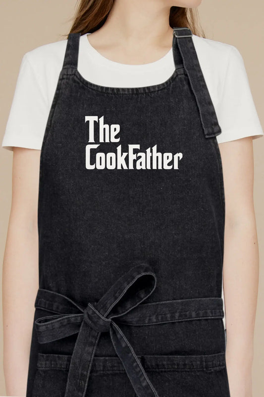 Tablier de cuisine personnalisé “The CookFather’ imprimé - Noir Denim