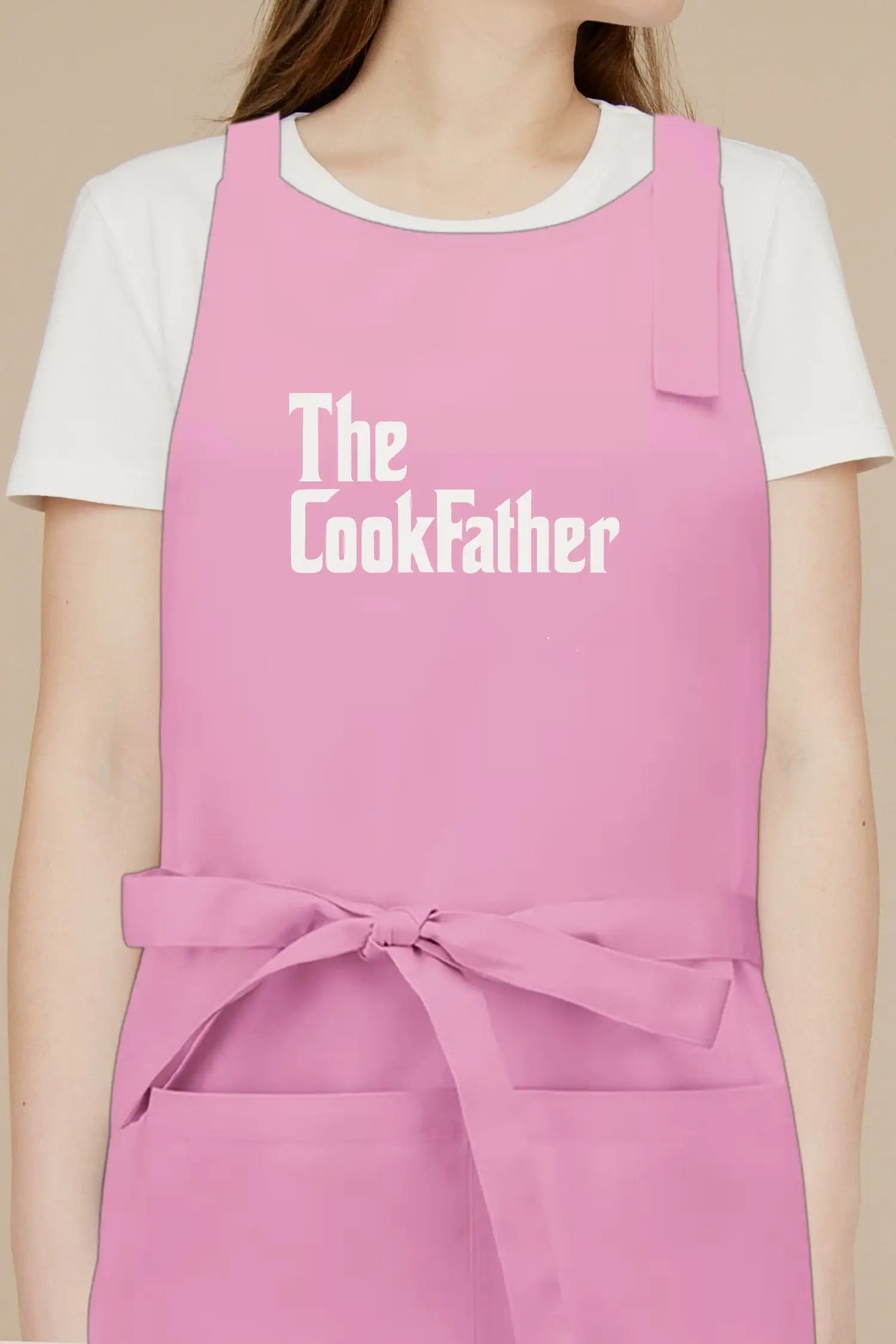 Tablier de cuisine personnalisé “The CookFather’ imprimé - Rose