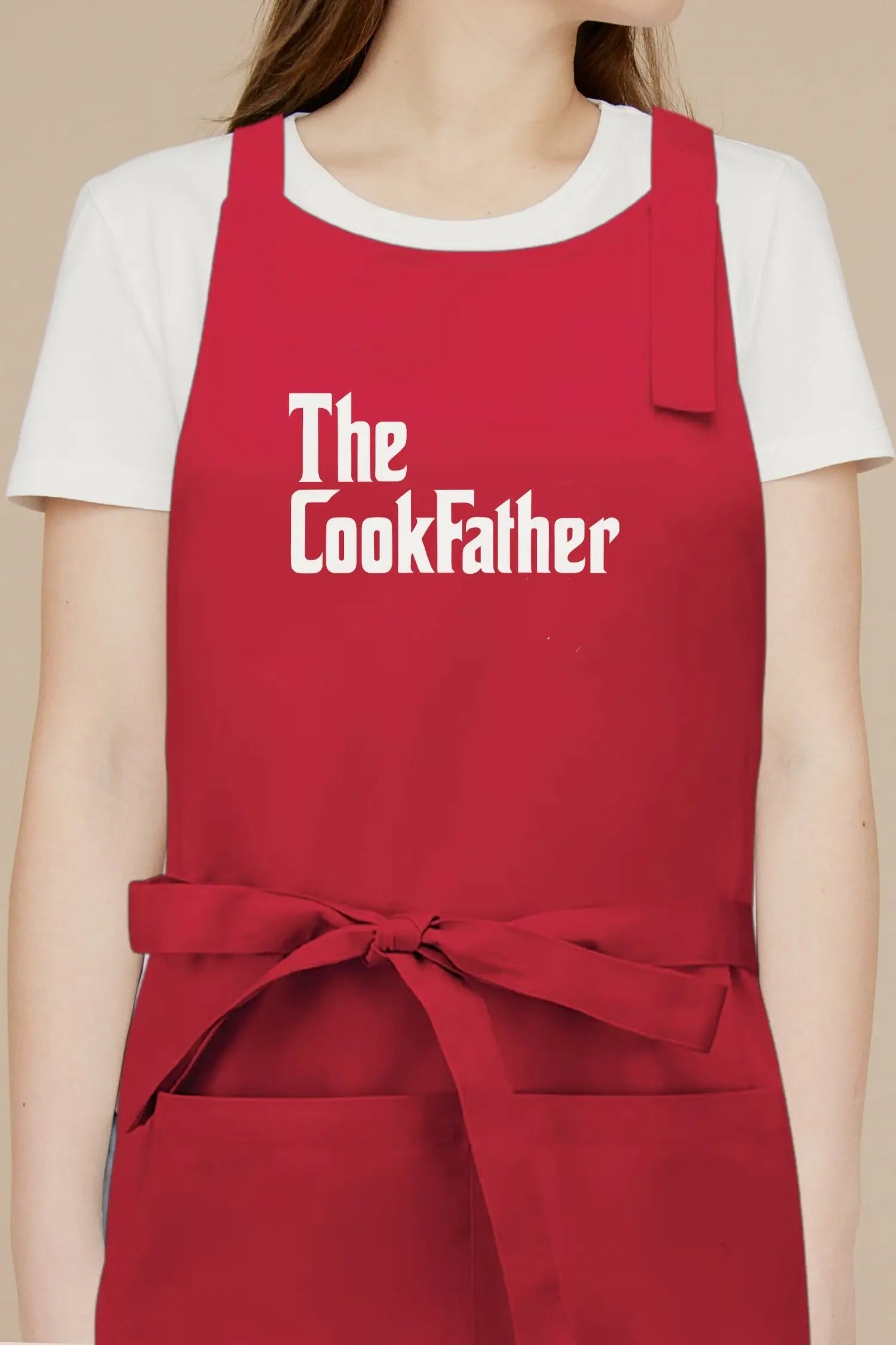 Tablier de cuisine personnalisé “The CookFather’ imprimé - Rouge