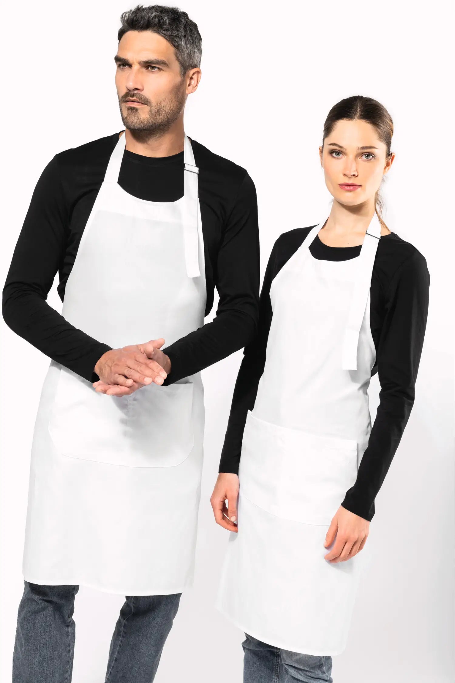 Tablier de cuisine de cuisine Polycoton Classique Personnalisé - Blanc