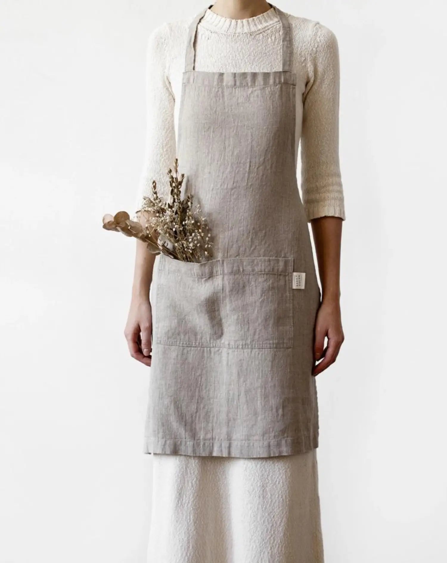 Tablier en lin naturel - Gris clair
