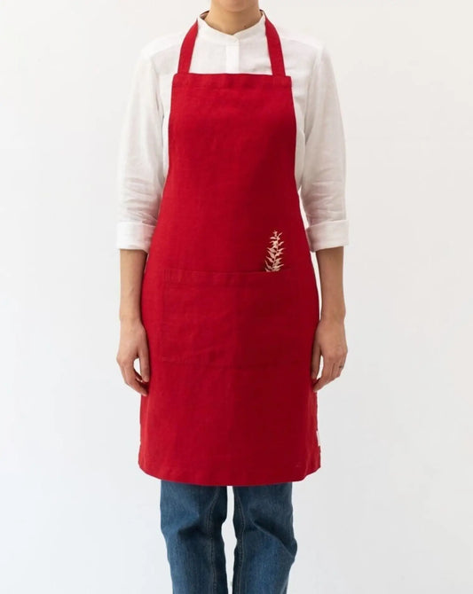 Tablier en lin naturel - Rouge