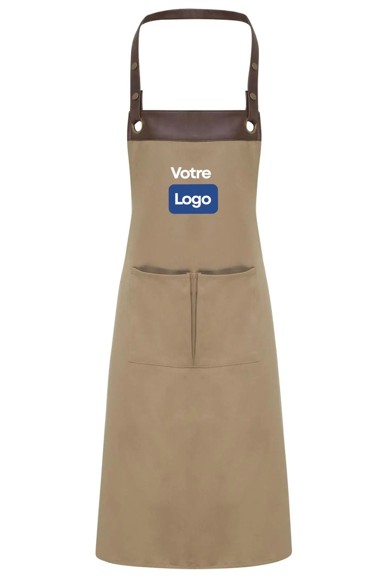 Tablier personnalisé à bavette - Espresso - Khaki/marron