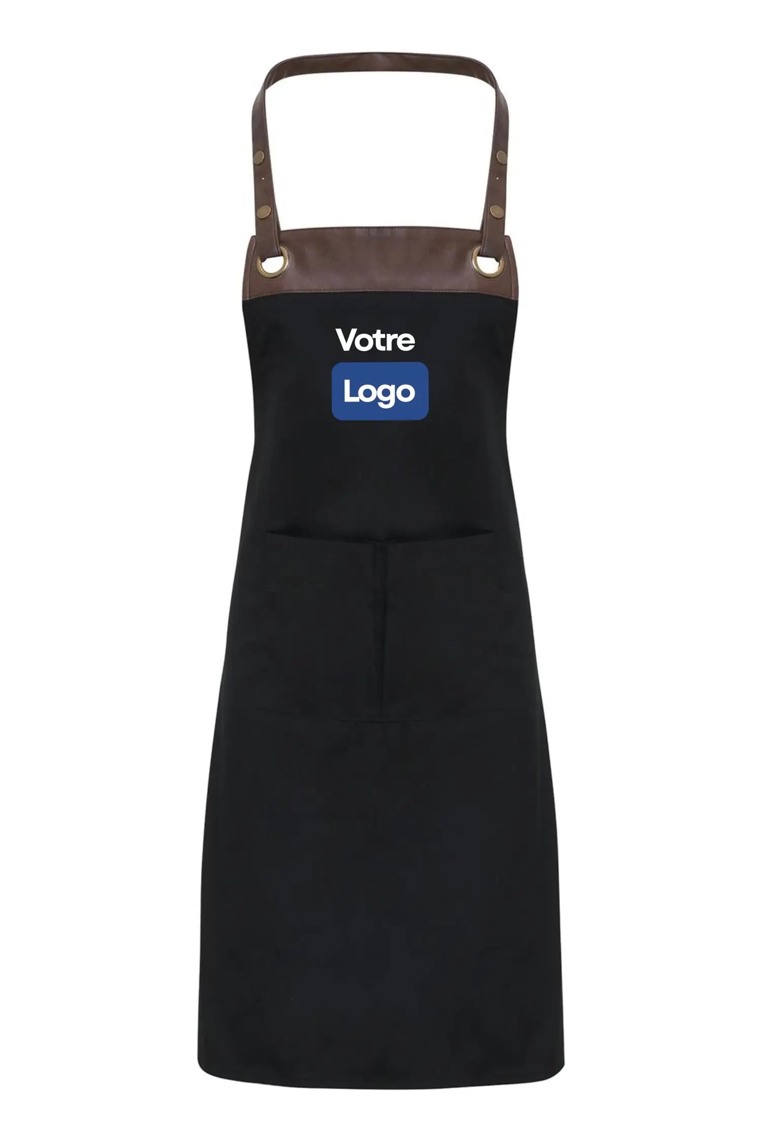 Tablier personnalisé à bavette - Espresso - Noir/marron