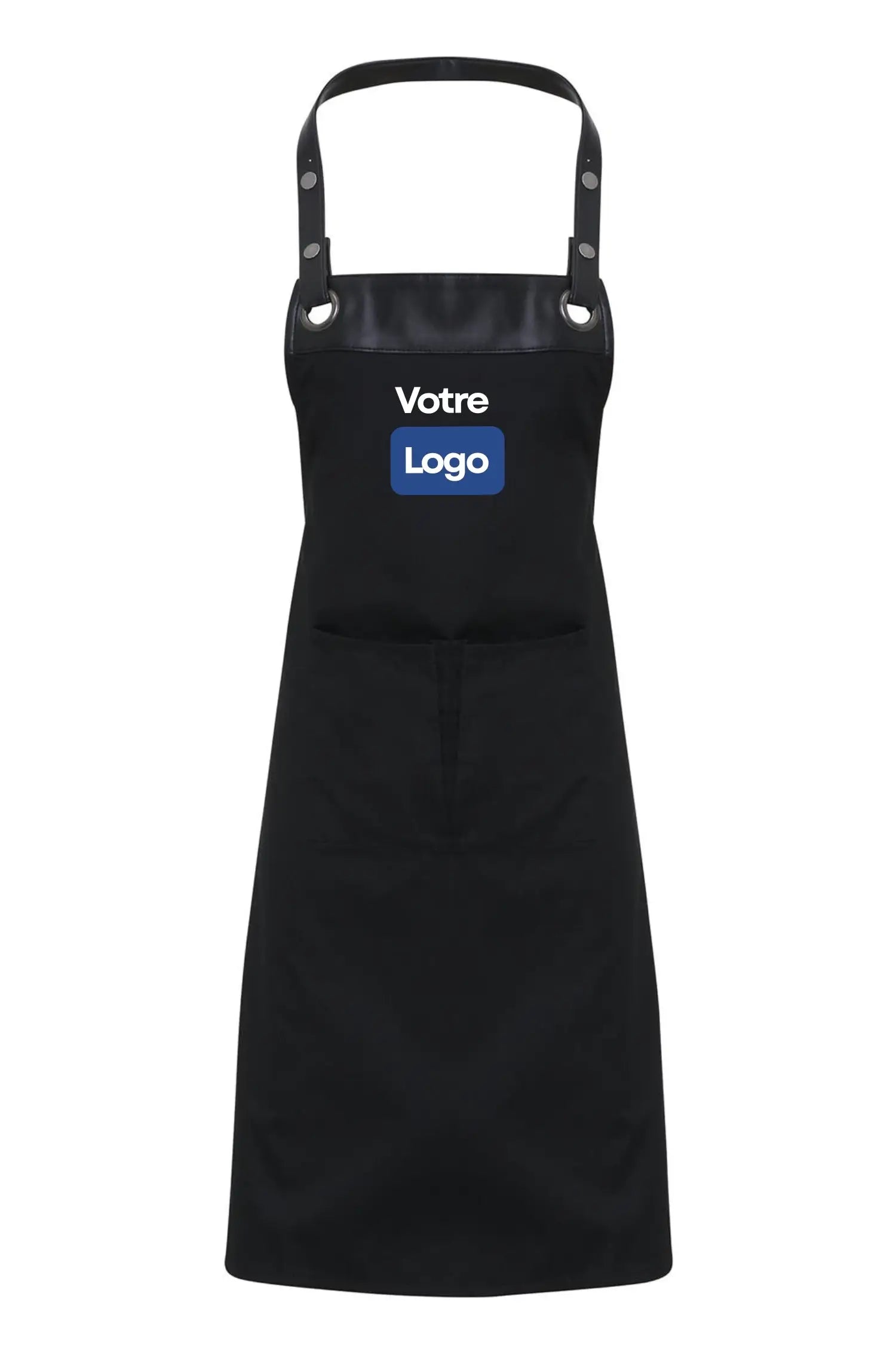 Tablier personnalisé à bavette - Espresso - Noir/noir