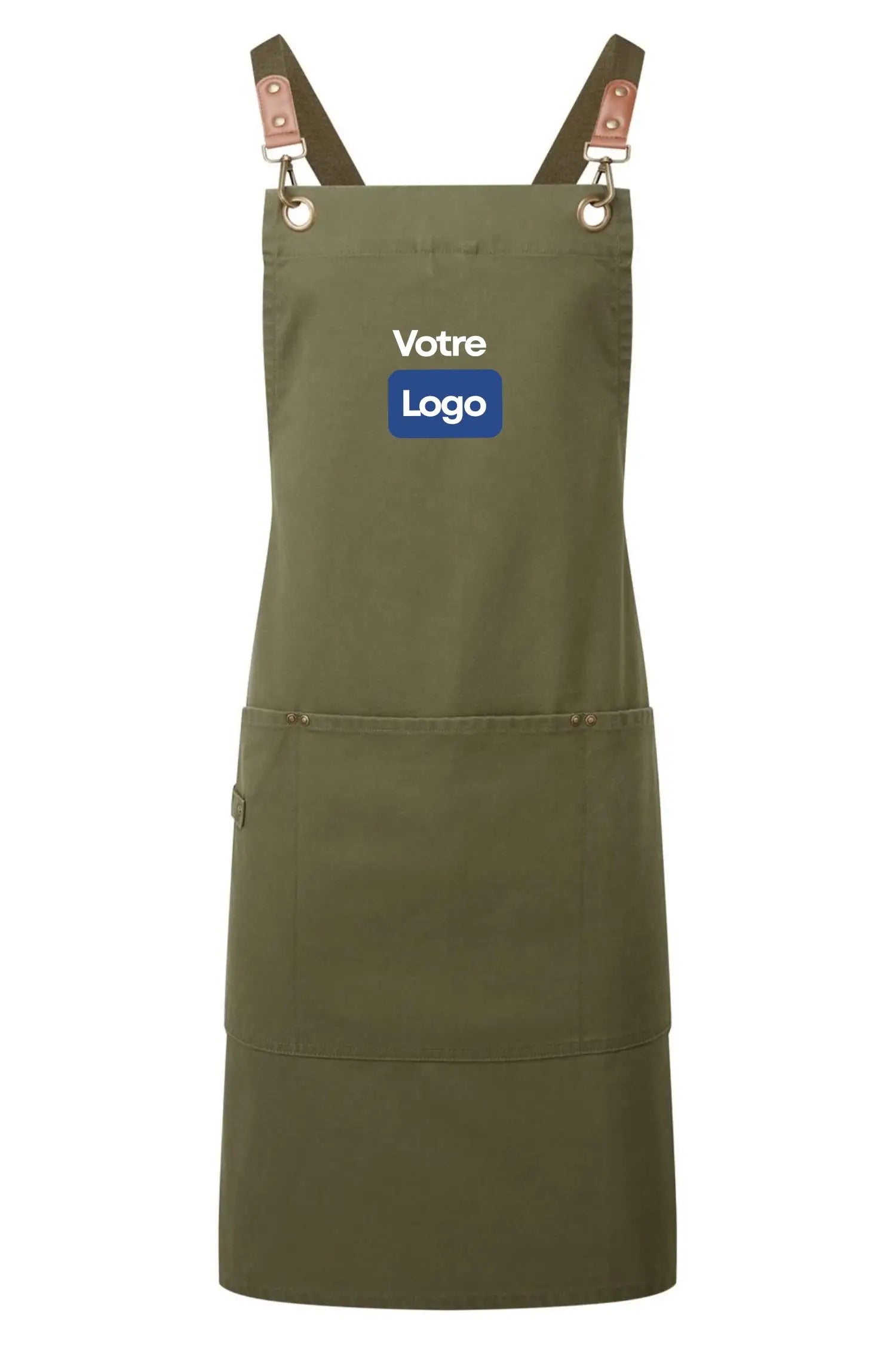 Tablier personnalisé à Bretelles Croisées Clip’n’Clasp - Vert olive