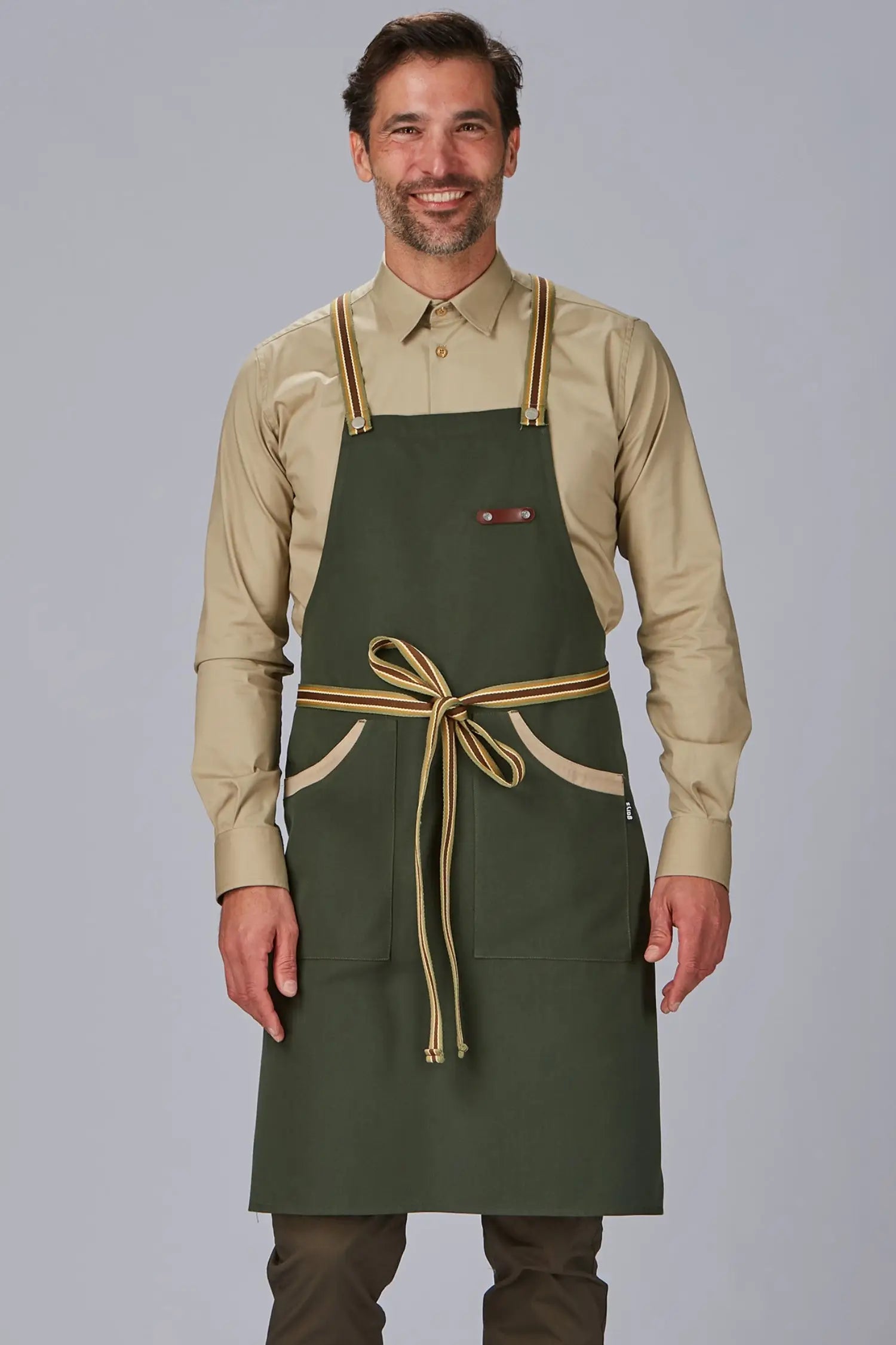 Tablier personnalisé bicolore à bavette