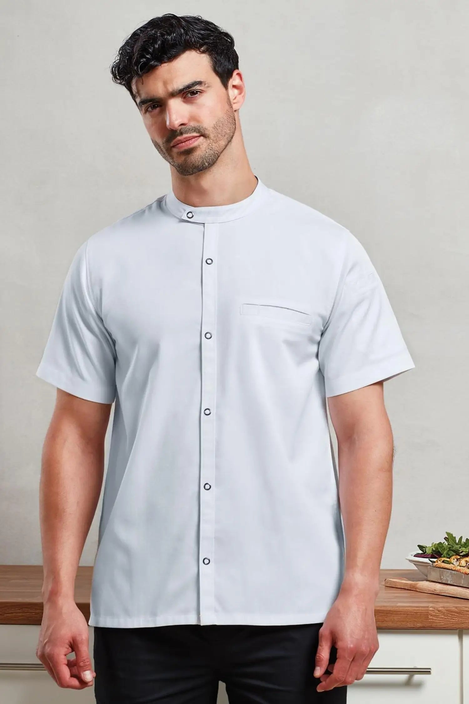 Veste chef cuisinier manches courtes - Blanc / XS