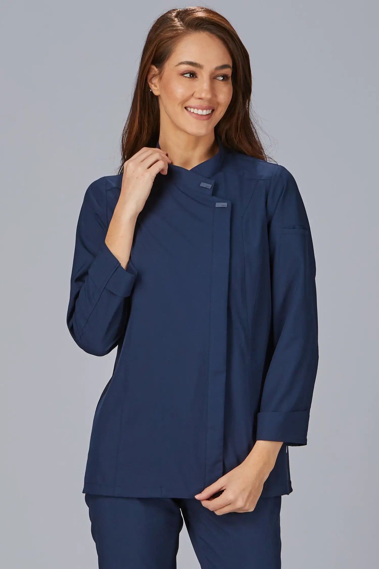 Veste de cuisine femme personnalisé - Bleu marine / XS
