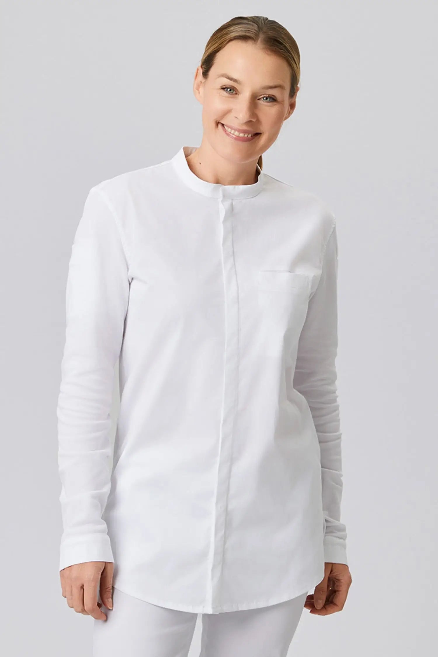 Veste de cuisine fonctionnelle unisexe manches longues (XS-5XL) - Blanc / XS