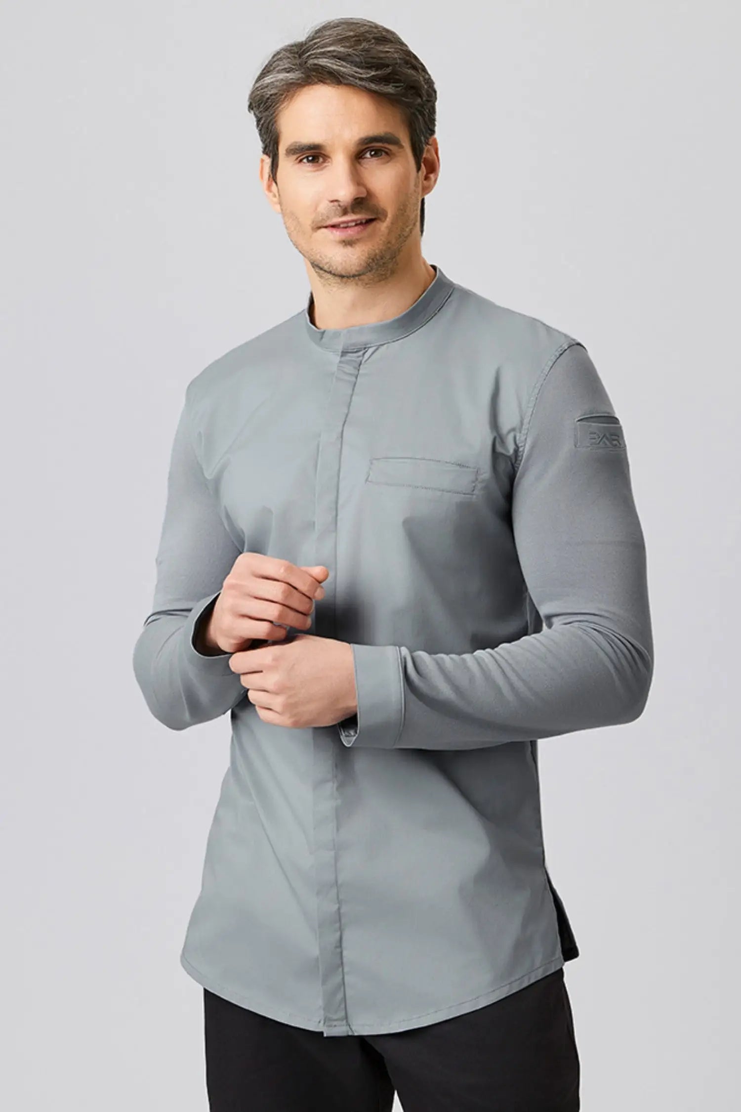 Veste de cuisine fonctionnelle unisexe manches longues (XS-5XL) - Gris / XS