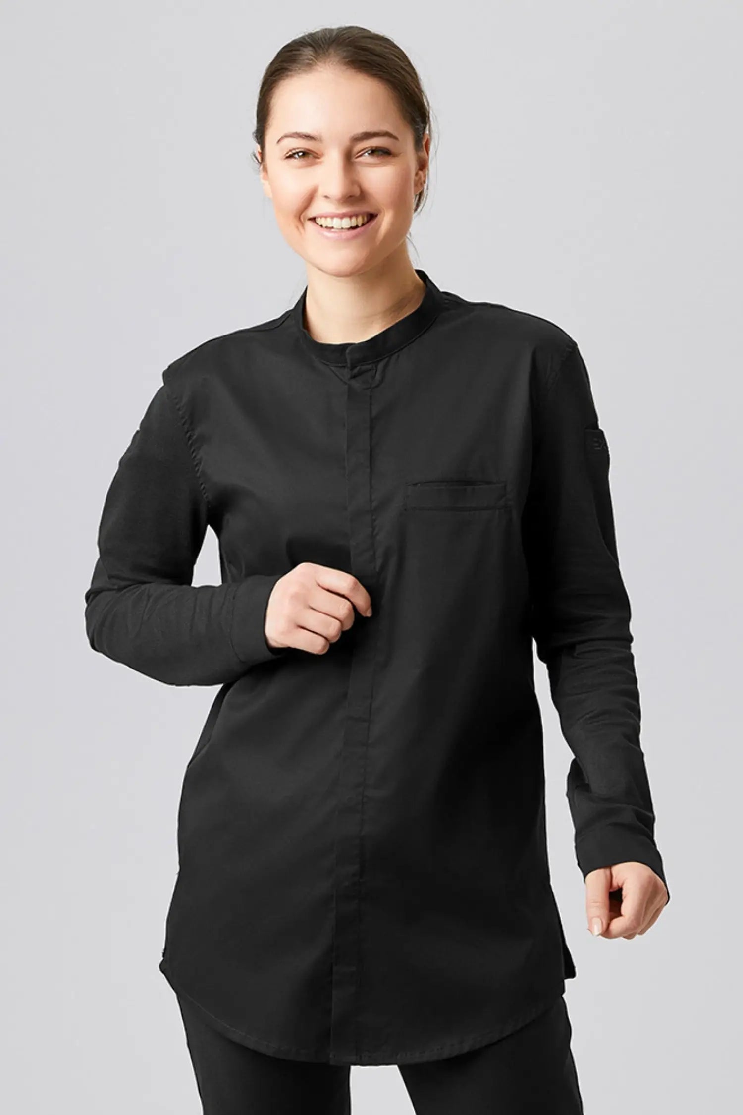 Veste de cuisine fonctionnelle unisexe manches longues (XS-5XL) - Noir / XS