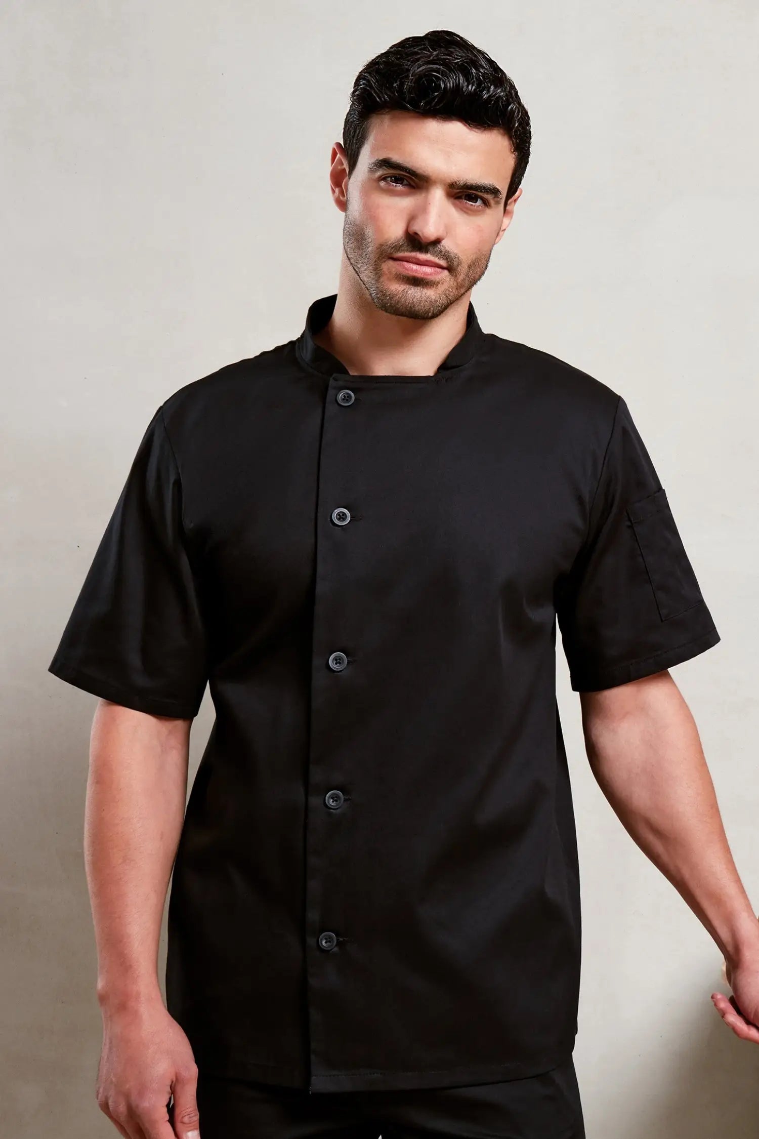 Veste de cuisine manches courtes ’Essential’ (XS-4XL) - Noir / XS
