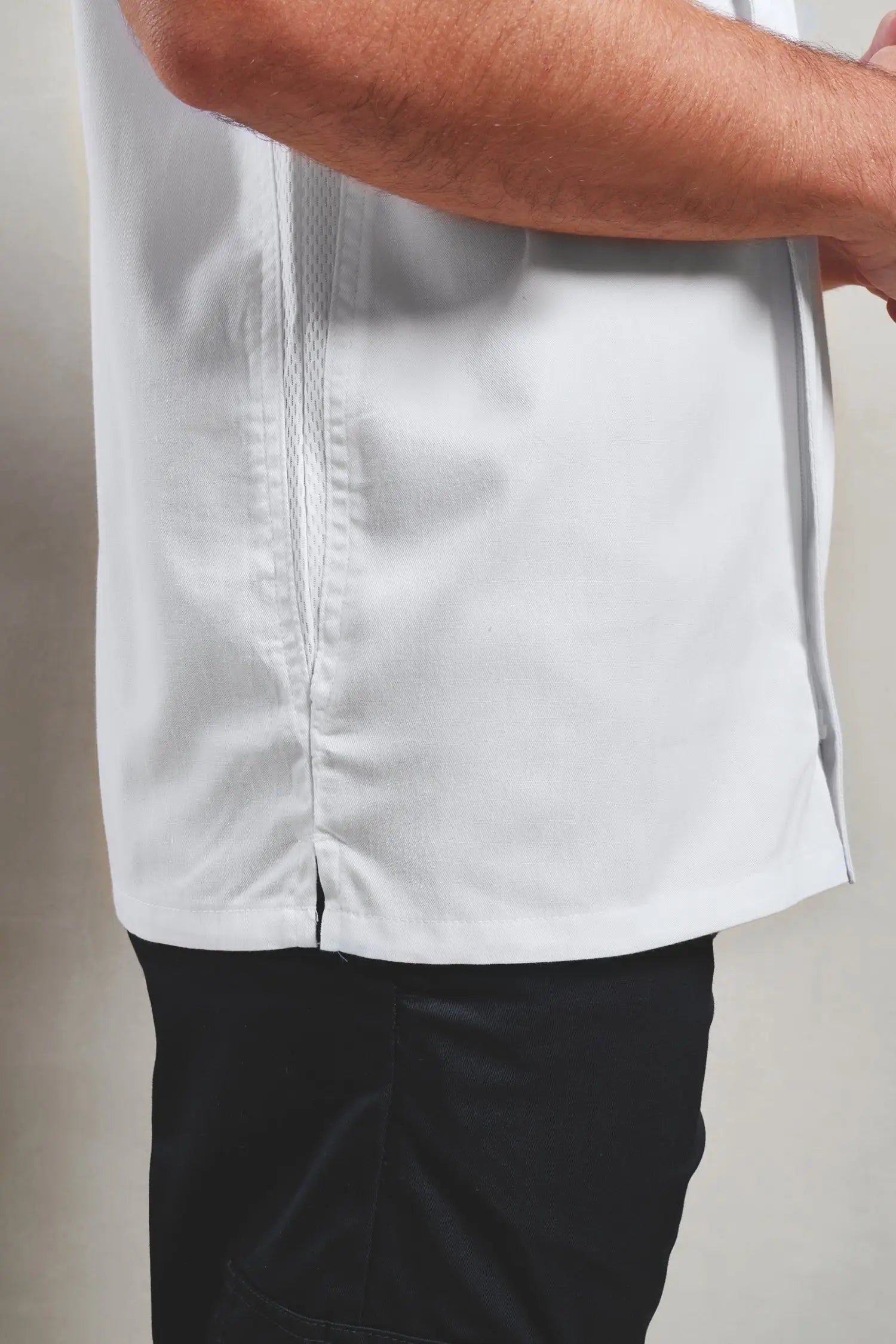 Veste de cuisinier à manches courtes et à fermeture zippée