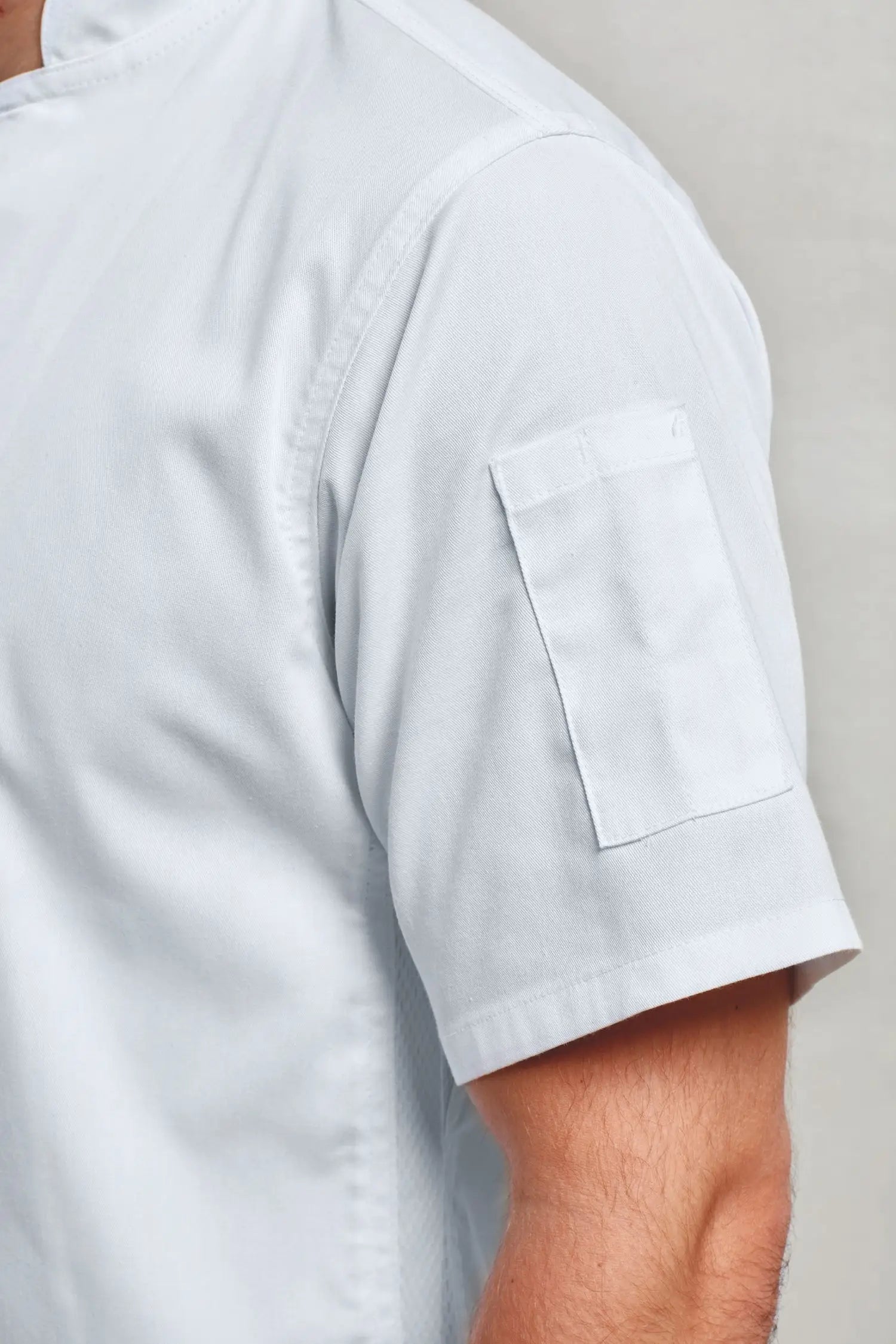 Veste de cuisinier à manches courtes et à fermeture zippée
